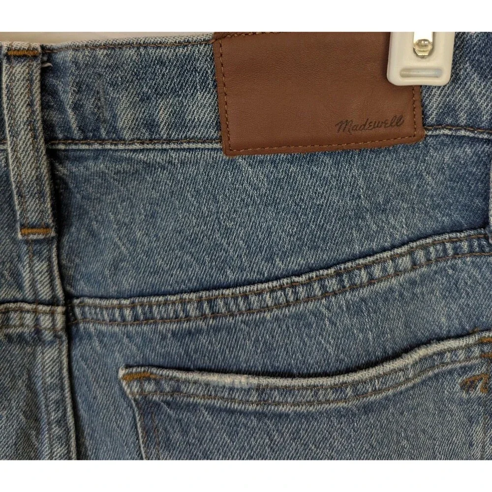 Madewell Classic Straight Jeans Cropped High Rise Raw Hem Medium Wash Size 26